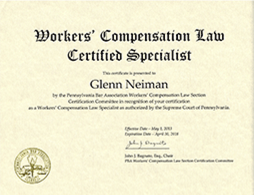 Glenn C. Neiman - Worker's Compensation Law Certified Specialist