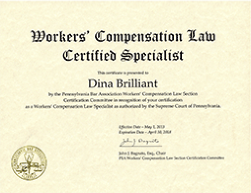 Dina Brilliant - Workers' Compensation Law Certified Specialist